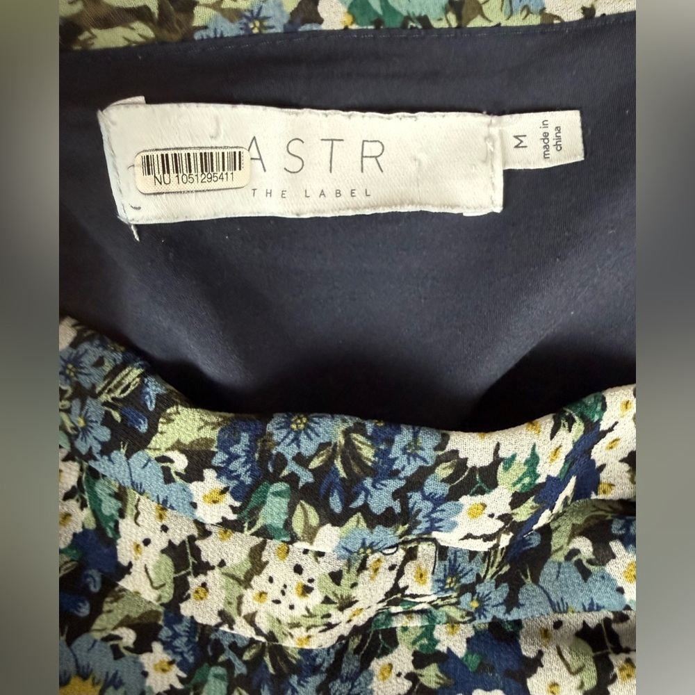ASTR The Label Santorini Blue Green Floral One Shoulder Dress M - Picture 8 of 9